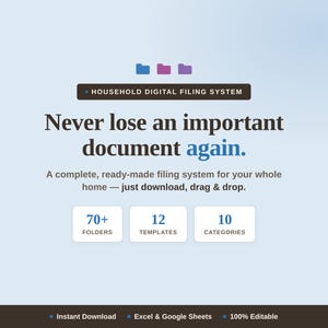 Household Digital Filing System, E-file Organizer (Digital Download)