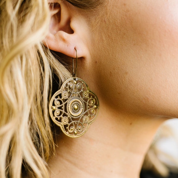 Round Filigree Earrings, Boho Earrings | Fidelia Style Earrings