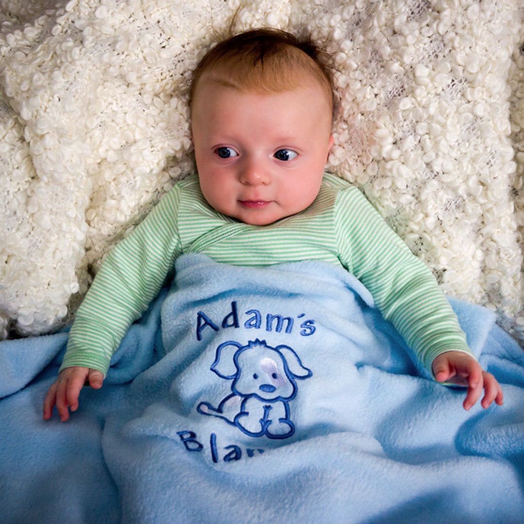Blue Baby Boy Blanket Personalised Etsy