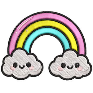 Cute Rainbow Embroidery Design, Baby Rainbow Machine Embroidery File, Kawaii Rainbow for Kids Clothes, Pastel Rainbow Applique Design
