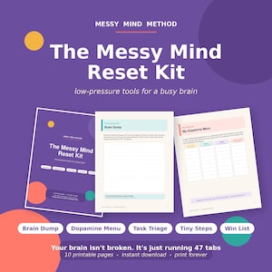 ADHD Brain Dump Kit | Dopamine Menu, Task Triage Worksheets (PDF)