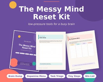 ADHD Brain Dump Kit | Dopamine Menu, Task Triage Worksheets (PDF)