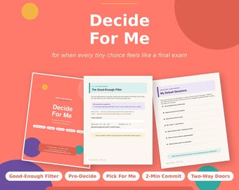 ADHD Decision Fatigue Kit | Printable Decision-Making Worksheets, Default Routines & Choice Overwhelm Tools | Neurodivergent PDF