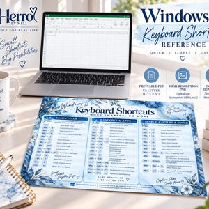 Overzicht van sneltoetsen voor Windows 11, afdrukbaar bureau-naslagwerk, digitale download