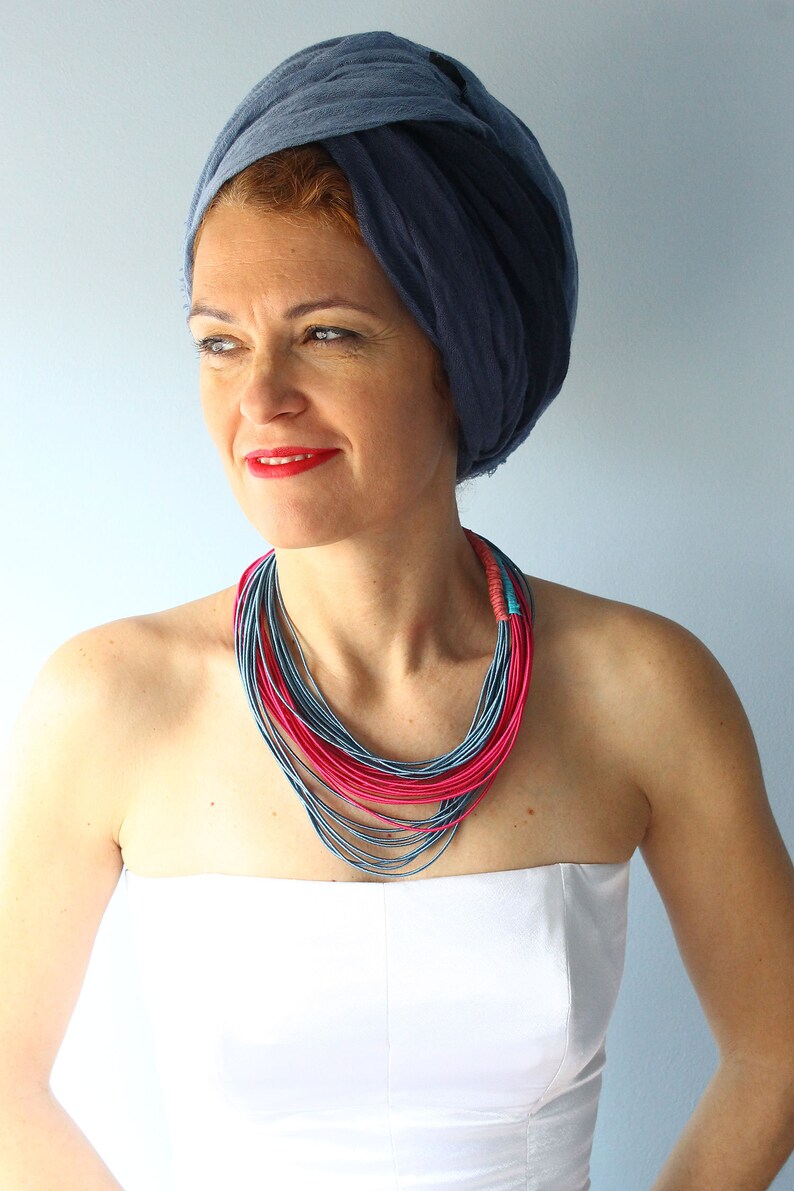 Fabric Necklaces Set of Two Silk Cord Necklaces Blue and Etsy