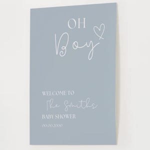 Oh Boy! Baby Shower Sign Template – Instant Download, Blue Baby Shower Decor, Printable Baby Shower Welcome Sign