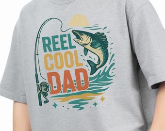 Reel Dad PNG - Retro Fishing Sublimation Design (Digital Download)