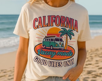 Retro Sunset Van T-Shirt Design: California Summer Vibes PNG (Digital Download