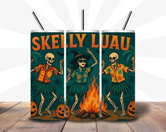 Skelly Luau Tumbler Wrap: Summerween Skeleton Design (Digital Download PNG)