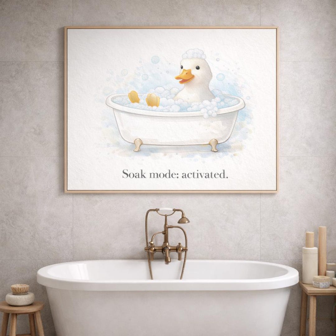 Funny Duck Bubble Bath Print, Spa Bathroom Wall Art (digital Download ...
