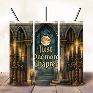 Bookish Tumbler Wrap: Book Lover Sublimation Design (PNG Digital Download, 20oz Tumbler, 9.3x8.2in