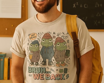 Grumpy Frog Back to School PNG: Divertente design per maglietta studentesca (Download digitale)
