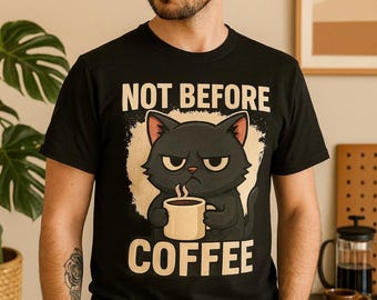 Mürrische Katzen Kaffee PNG - Lustige Morgen Shirt Grafik (Digitaler Download)