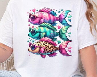 Kawaii Fish PNG Clipart: Leopard Print Tropical Fish with Sunglasses (Sublimation Design)