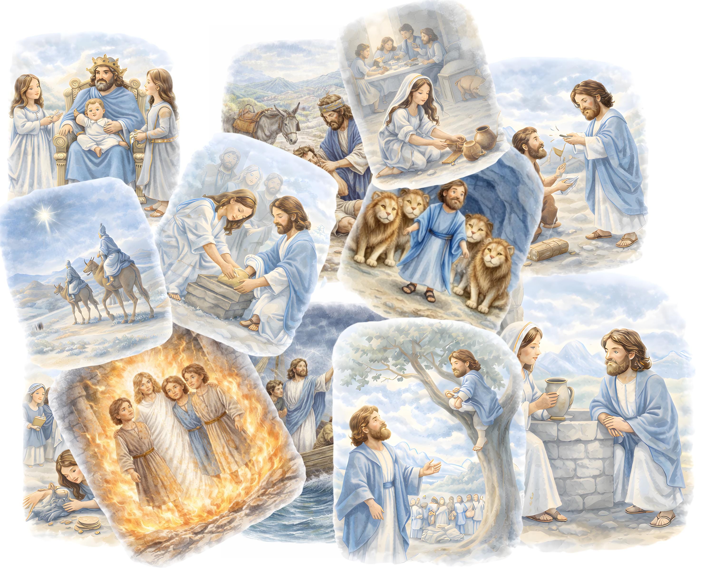 Watercolor Bible Story Clipart Bundle | Christian PNG Graphics (300 DPI ...