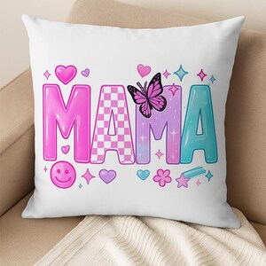 MAMA Pastel T-Shirt Design PNG | Cute Bubble Letter Mom Shirt | Retro Kawaii Mama Clipart | Digital Download for Sublimation