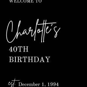 Black and White Birthday Welcome Sign | Editable, Printable, Instant Download