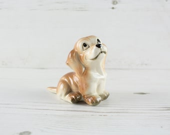 Vintage Dog Figurine Animal Ornament Dachshund Figurine Decoration cream brown white