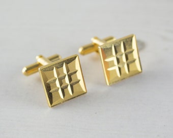 Vintage Square Cufflinks - Gold Tone - Mens Cufflink