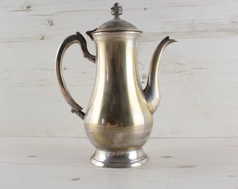 Vintage Silver Plated Tall Tea Pot Coffee - Lidded Serving Kitchenware