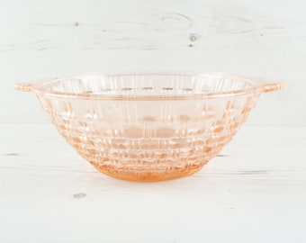 Vintage Pink Glass Fruit Bowl - Depression Glass Serving Dish Fruit Decor Basket