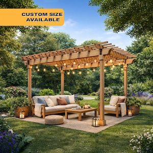 Pergola Plans PDF | Garden Outdoor Pergola Plan | Permit Ready & IRC Compliant | DIY Build – 16x10 ft