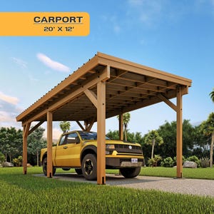 DIY Minimalist Carport Plan (12x20ft) Wooden Car Garage Permit-Ready IBC Compliant Woodworking Plan Carport Architectural Drawing Blueprints