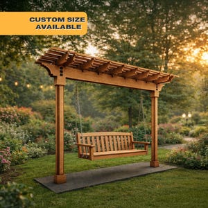 Plano de cenador moderno para columpios de exterior: proyecto de carpintería DIY (descarga en PDF)