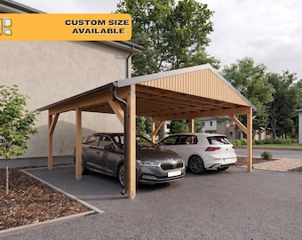 Wood Carport Plans for 2 Cars – 6 Post Open-Sided, Permit Ready, IRC Compliant PDF, 20x20