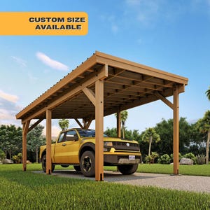 DIY Minimalistischer Carport-Plan (12 x 20 Fuß) Auto-Garage aus Holz Car-Garage Permit-Ready IBK-konform Holzbearbeitungsplan Carport Architekturzeichnung Blueprints