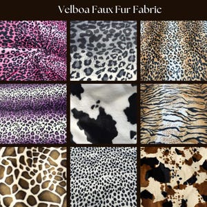 Animal Print Velboa Faux Fur Fabric | 60" Wide | Cow, Tiger, Leopard, Giraffe & dalmation dog by the Yard