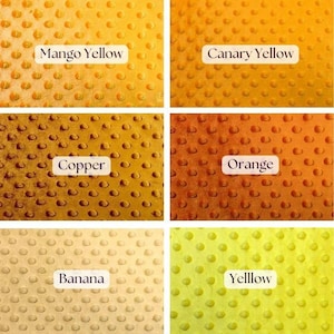 Minky Dimple Dot Fabric by the Yard – Soft & Stretchy Plush Fabric in Yellow, Copper, Orange, Banana, Mango Yellow and Canary Yellow