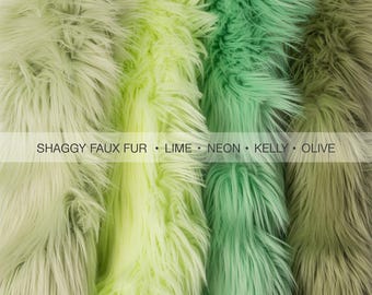 Vibrant Green Shaggy Faux Fur Fabric: Crafts, Fursuits, Cosplay