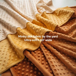 Minky Dot Fabric Meterware - superweicher Plüsch-Dimple-Stoff | 60 "breite | Gelb & Orange Shades für Babydecken und Nähen