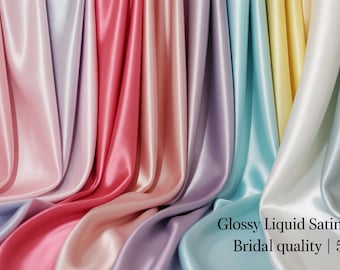 Glossy Liquid Satin Fabric – Bridal Quality | 58” Wide Shiny Satin by the Yard