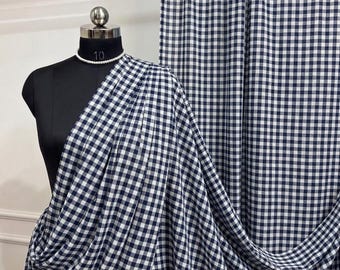 Granatowo-biała tkanina w kratkę gingham cięta na wymiar, 1/8 cala, tkanina poliestrowo-bawełniana, szerokość 60, mała kratka, tkanina na suknie, obrusy, zasłony