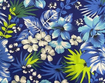 Tela floral hawaiana cortada a medida: tela con estampado de flores tropicales para costura, vestidos, camisas, manualidades y decoración del hogar.