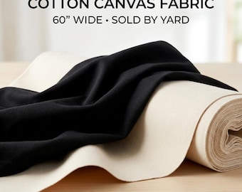 Cotton Duck Canvas by the Yard – Heavy Natural 7oz 60" Wide for Sewing, Upholstery, Crafts & DIY Projects