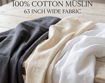 Cotton Muslin Fabric by the Yard – 63" Wide Natural Muslin Cloth for Sewing, Quilting, Crafts, Apparel & DIY Projects