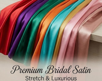 Premium Bridal Satin Fabric by the Yard | 60” Wide Stretch Satin | Luxurious Satin for Gowns, Dresses & Decor