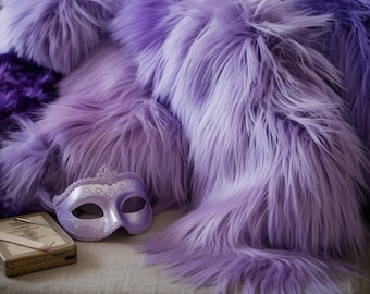 Tessuto in pelliccia sintetica viola: lavanda, lilla, viola scuro - Costumi e decorazioni