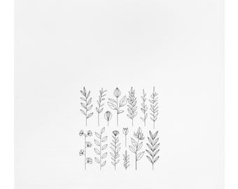 Paño de cocina sencillo con motivos botánicos