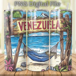 Venezuela Tumbler Wrap, 20oz Skinny Tumbler Design with Venezuelan Flag Colors, Patriotic Cup Wrap for Sublimation, Instant Digital Download