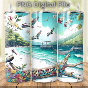 Venezuela Tumbler Wrap, Colorful Venezuelan Design for 20oz Skinny Tumblers, Expat Travel Cup Sublimation PNG, Instant Digital Download