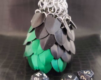 Ready to Ship - Small Scalemaille Bag - Green & Black Special Pattern Scales
