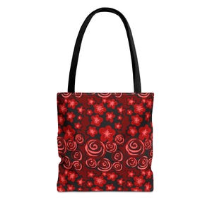 Floral rote Einkaufstasche - Stilvoll und langlebig für jeden Anlass