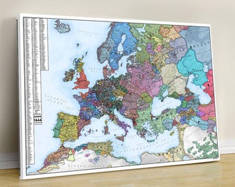 Europe 1444 Historical Map: Handmade Canvas Wall Art