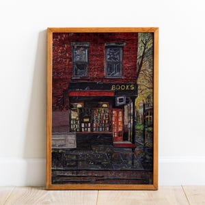 Vintage Bookstore Canvas Wall Art: Minimalist Bookshop Decor