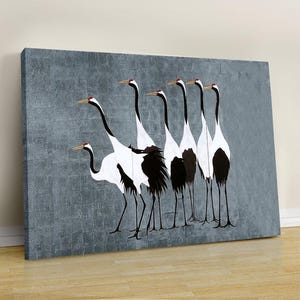 Vintage Japanese Crane Poster: Bird Wall Art Print, Ready to Hang