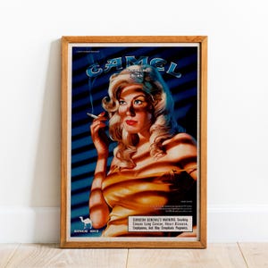 Camel Cigarette Ad - Pleasure to Burn - Bar Cart Print - Retro Tobacco Advertisement Poster - Nostalgic Wall Art - Vintage Home Bar Decor